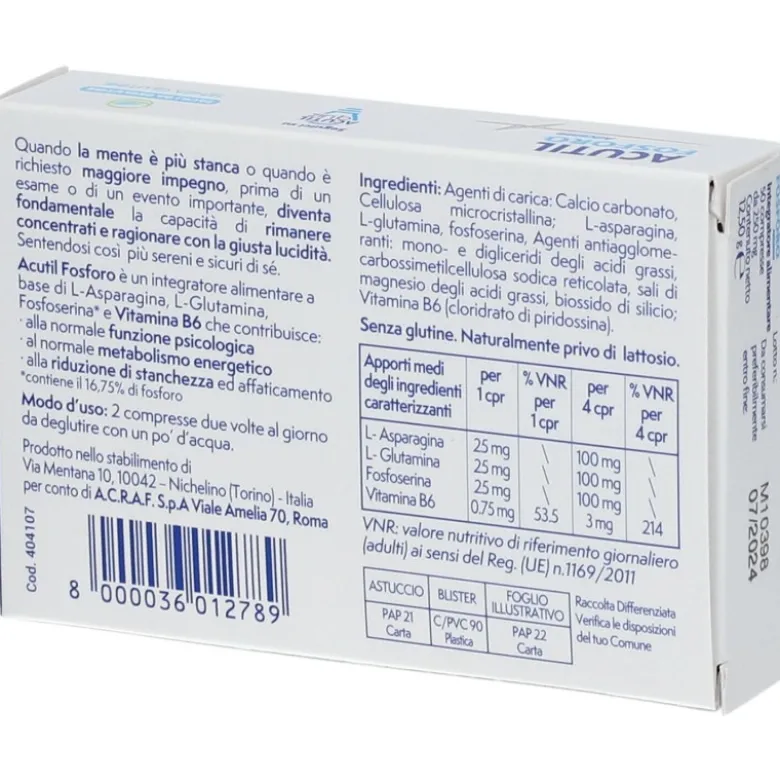 Acutil Fosforo Advance Integratore Concentrazione e Memoria 50 Compresse
