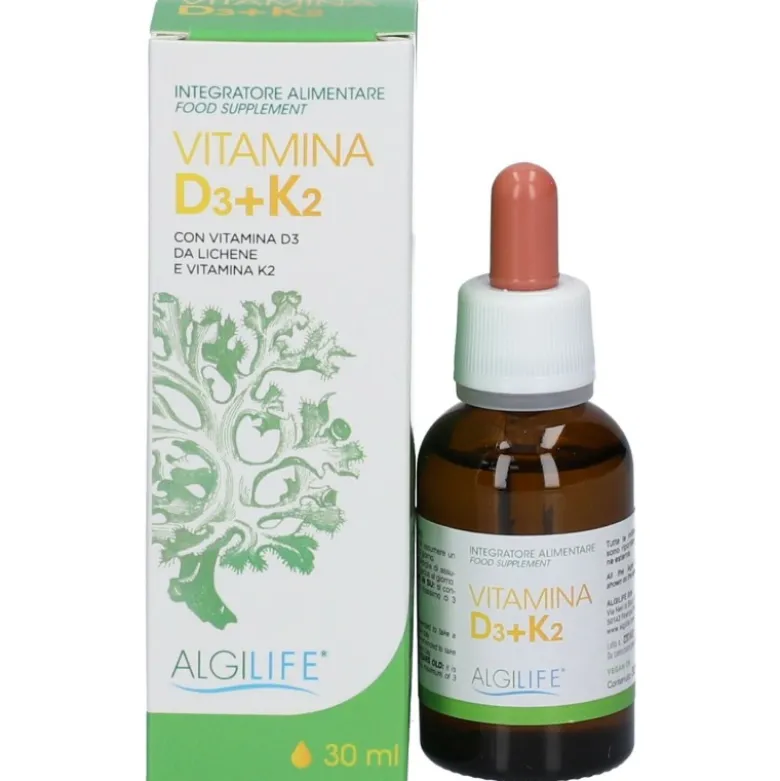 Algilife Vitamina D3+K2 Gocce Integratore per le Ossa 30ml