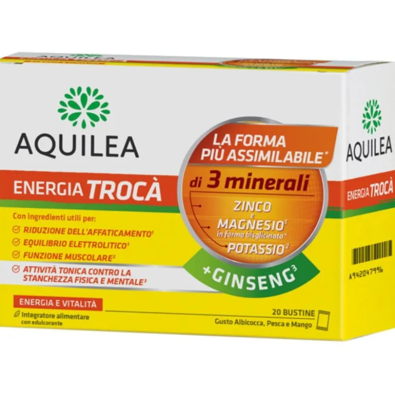 Aquilea Energia Trocà Zinco Magnesio Potassio + Gingseng Integratore Ricostituente 20 Bustine