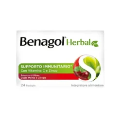 Benagol Herbal Gusto Menta e Ciliegia Integratore per Sistema Immunitario 24 Pastiglie