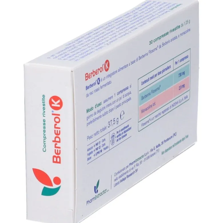 Berberol K Integratore per Abbassare Colesterolo e Trigliceridi 30 compresse