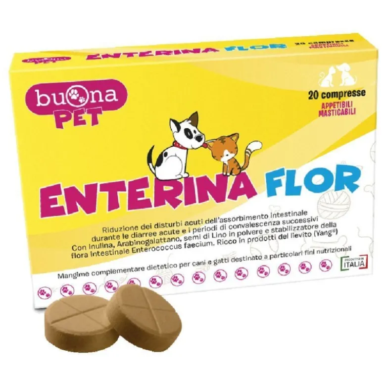 Buona Pet Enterina Flor Integratore Veterinario Disturbi Intestinali Cani e Gatti 20 Compresse