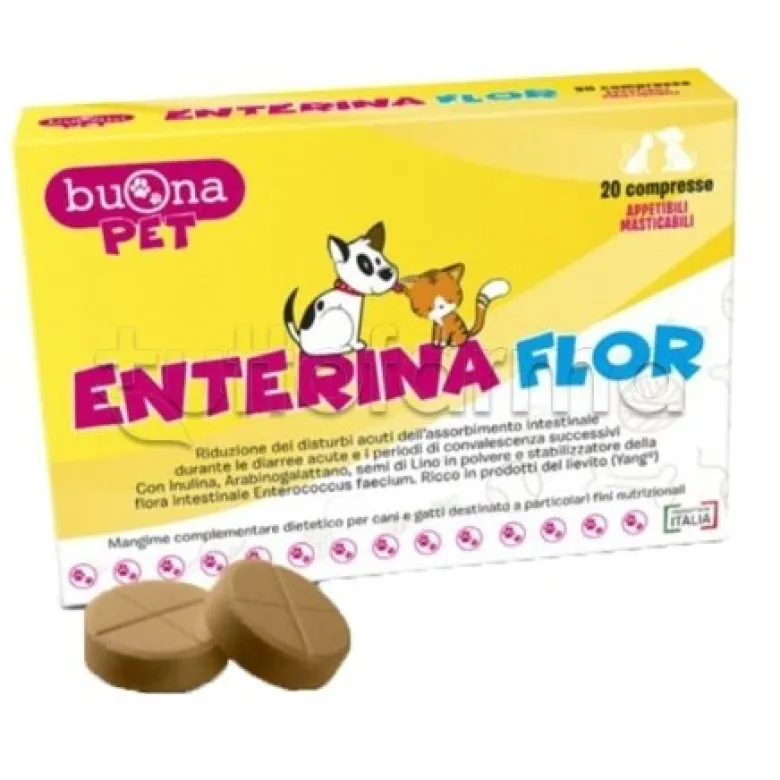 Buona Pet Enterina Flor Integratore Veterinario Disturbi Intestinali Cani e Gatti 20 Compresse