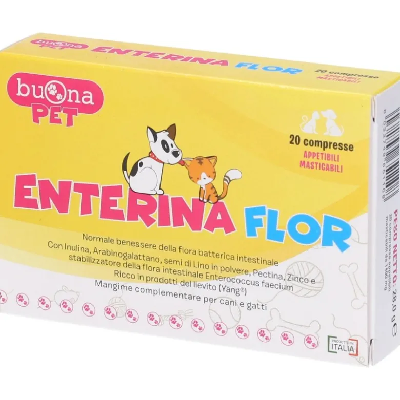 Buona Pet Enterina Flor Integratore Veterinario Disturbi Intestinali Cani e Gatti 20 Compresse