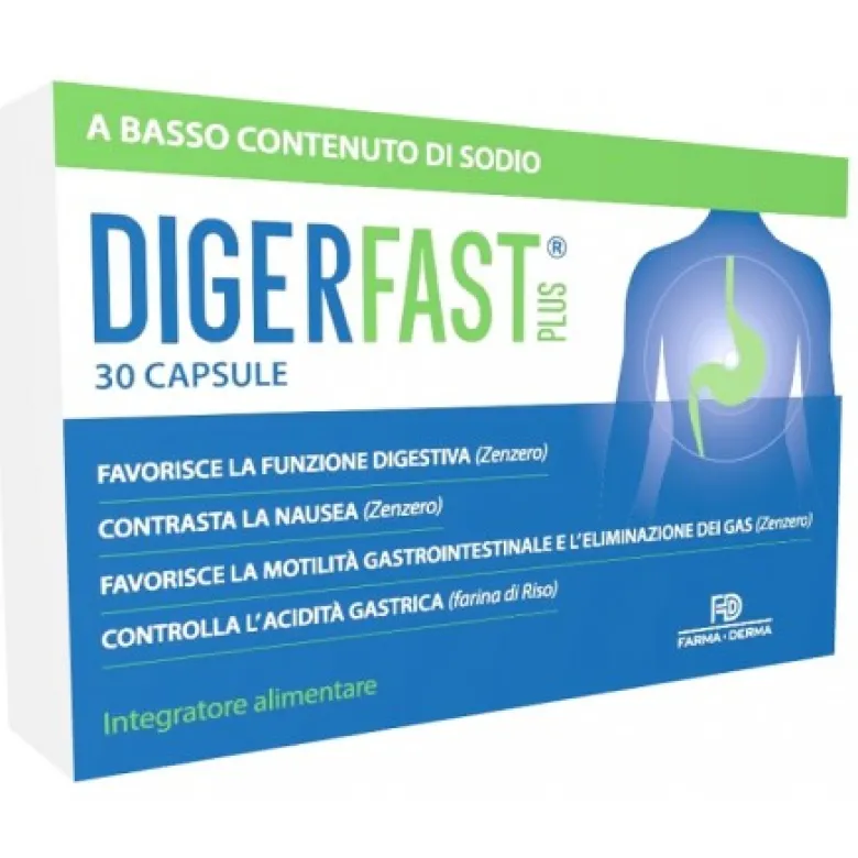 Digerfast Plus Integratore per Gonfiore e Meteorismo 30 Capsule