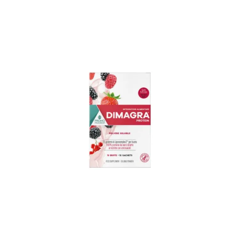 Dimagra Protein Red Fruit per Massa Muscolare 10 Bustine da 22g