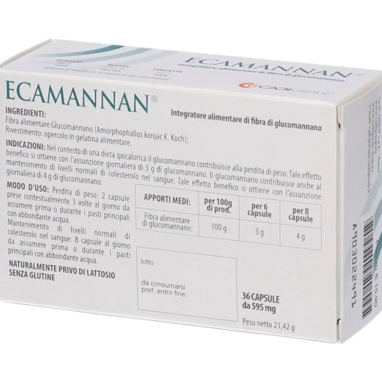 Ecamannan Integratore per Perdere Peso 36 Capsule