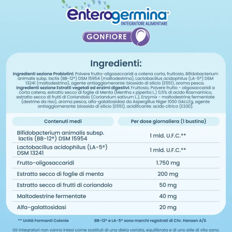Enterogermina Gonfiore Integratore per Intestino 10 Bustine