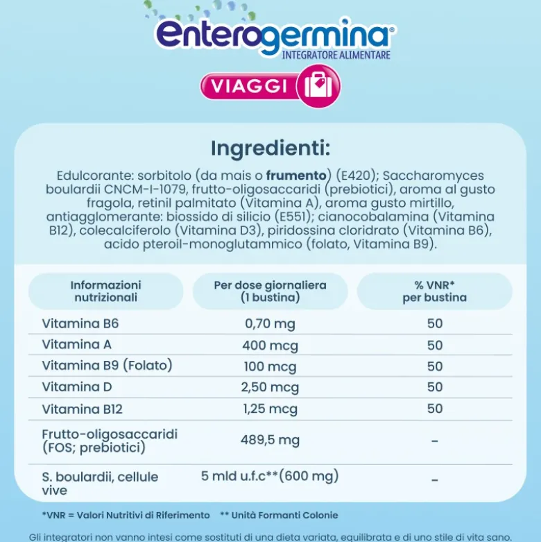 Enterogermina Viaggi Integratore Fermenti Lattici 12 Bustine