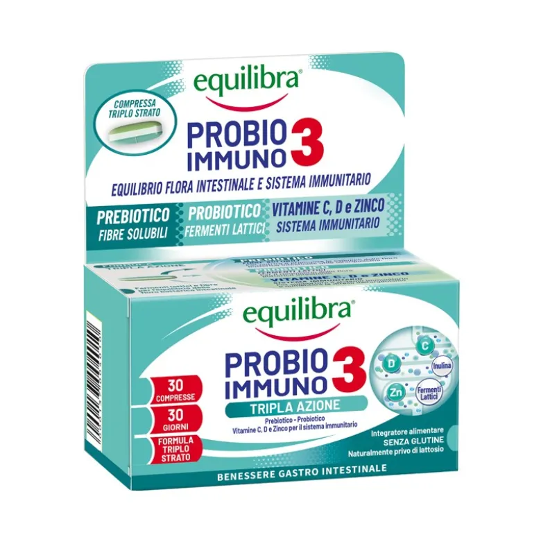 Equilibra Probio 3 Immuno per Difese Immunitarie e Flora Intestinale 30 Compresse