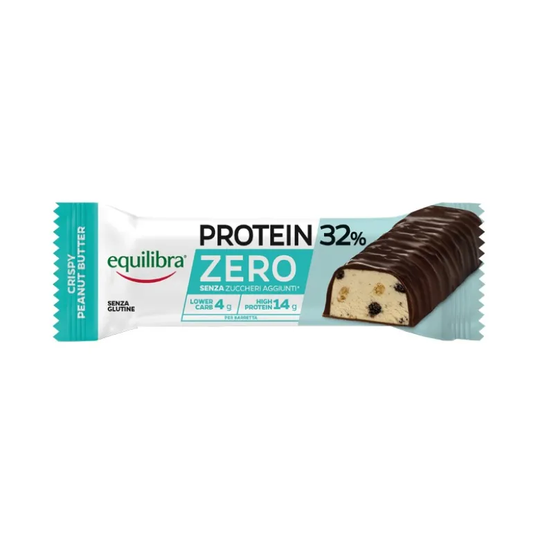 Equilibra Protein 32% Zero Crispy Peanut Barretta per Snack Proteico Senza Glutine 45g
