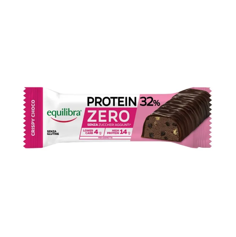 Equilibra Protein 32% Zero Crispy Choco Barretta per Spuntino Proteico e Dieta Chetogenica 45 g