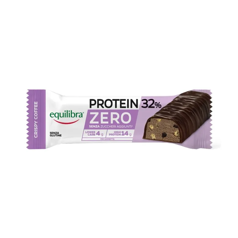 Equilibra Protein 32% Zero Crispy Coffee Barretta per Snack Proteico e Dieta Low Carb 45 g