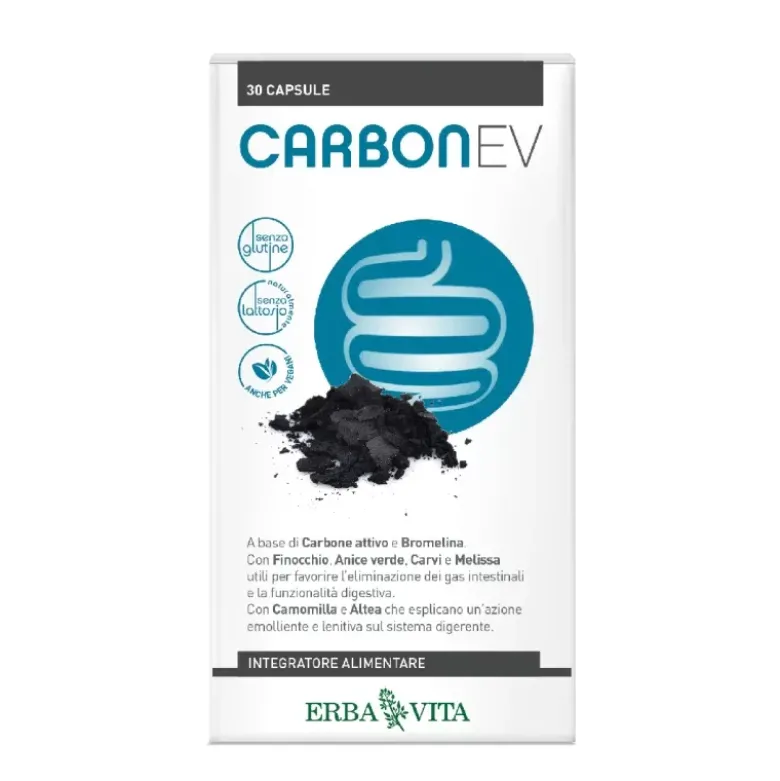 Erba Vita Carbonev Integratore per Digestione 30 Capsule