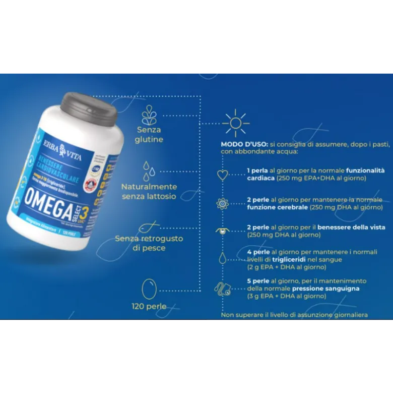 Erba Vita Omega Select 3 Integratore Colesterolo e Trigliceridi 120 Perle