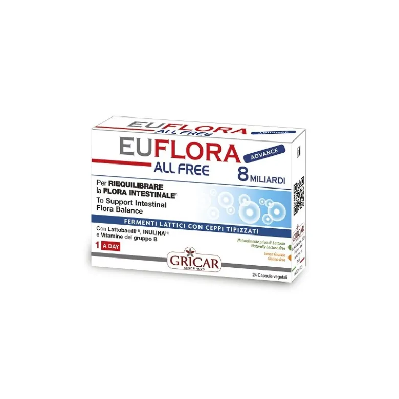 Euflora Advance All Free Fermenti Lattici per Flora Intestinale 24 Capsule