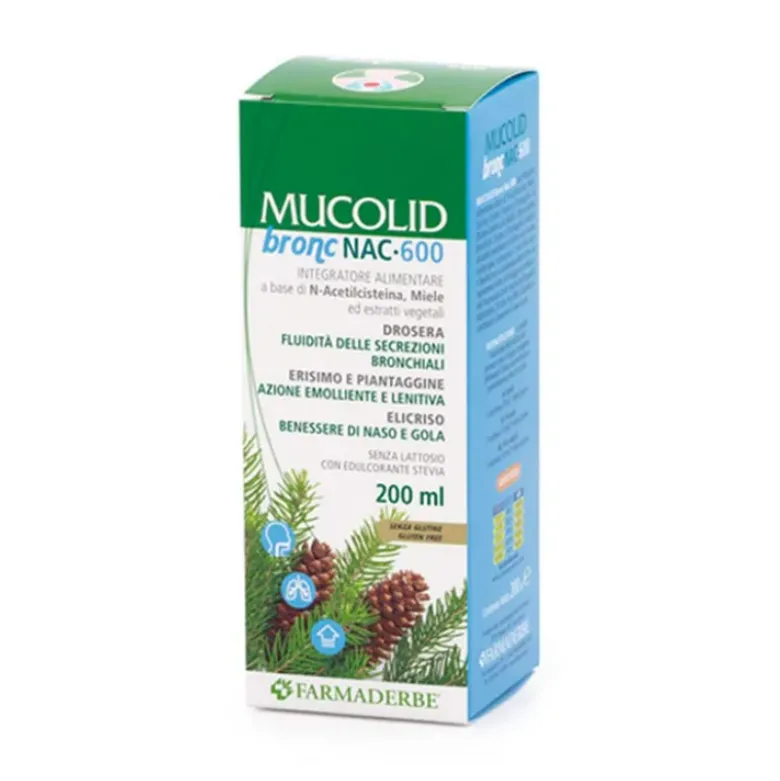 Farmaderbe Mucolid Bronc Nac 600 Sciroppo per Tosse Flacone 200ml