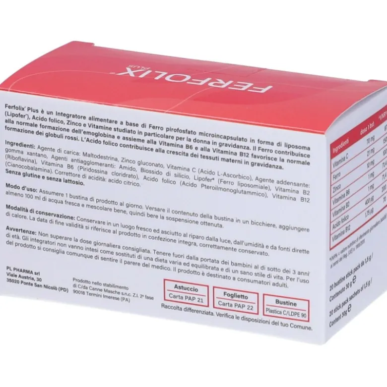 Ferfolix Plus Integratore per Gravidanza 20 Bustine