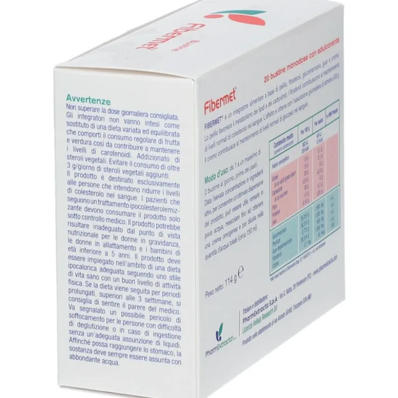 Fibermet Integratore per Dimagrimento e Colesterolo 20 bustine
