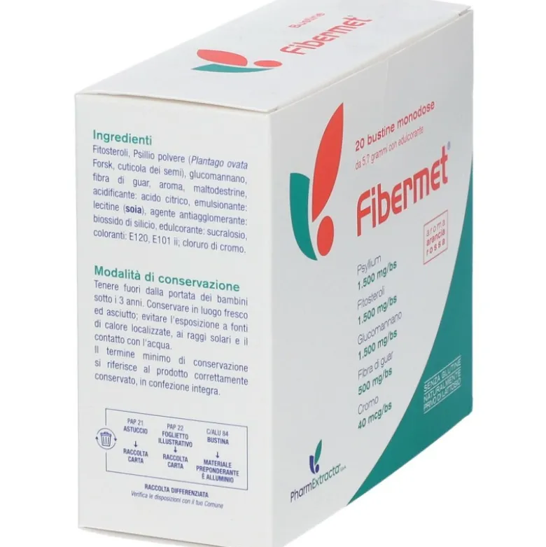 Fibermet Integratore per Dimagrimento e Colesterolo 20 bustine