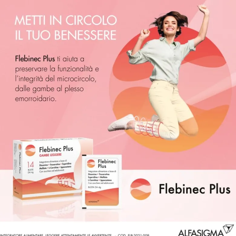 Flebinec Plus Integratore per Gambe e Microcircolo 14 Bustine
