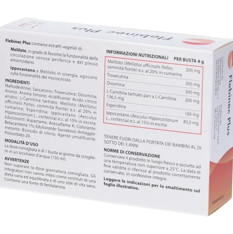 Flebinec Plus Integratore per Gambe e Microcircolo 14 Bustine