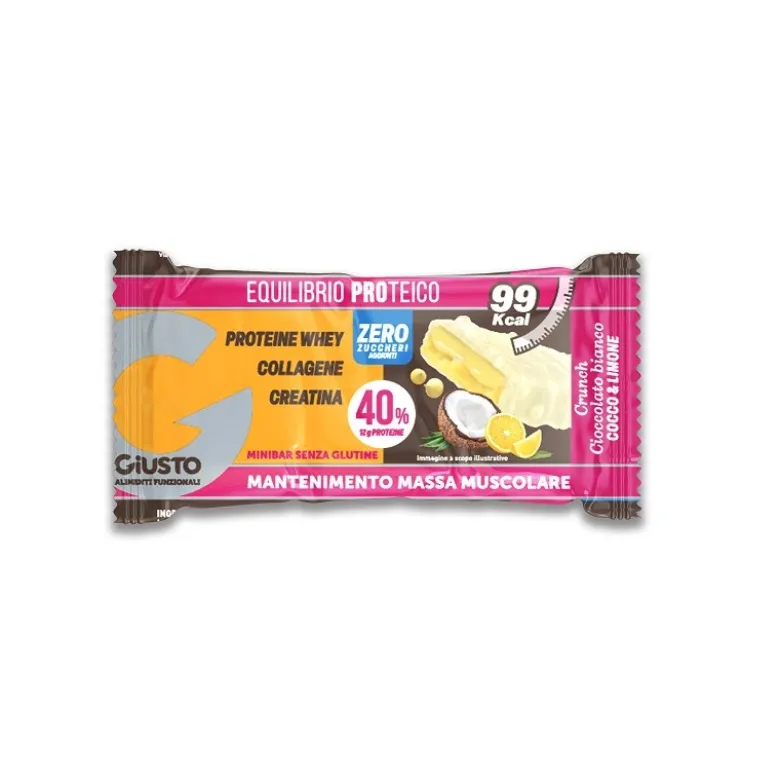 Giusto Barretta Proteica Cocco e Limone Zero Zuccheri Aggiunti 30 g