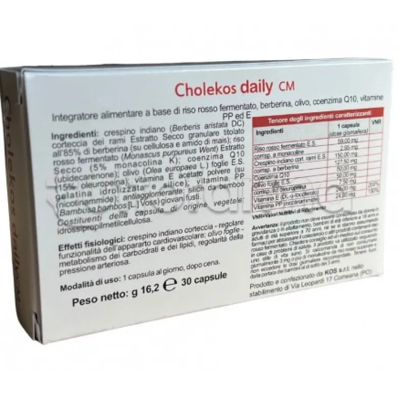 Kos Cholekos Daily CM Integratore per Colesterolo 30 Capsule