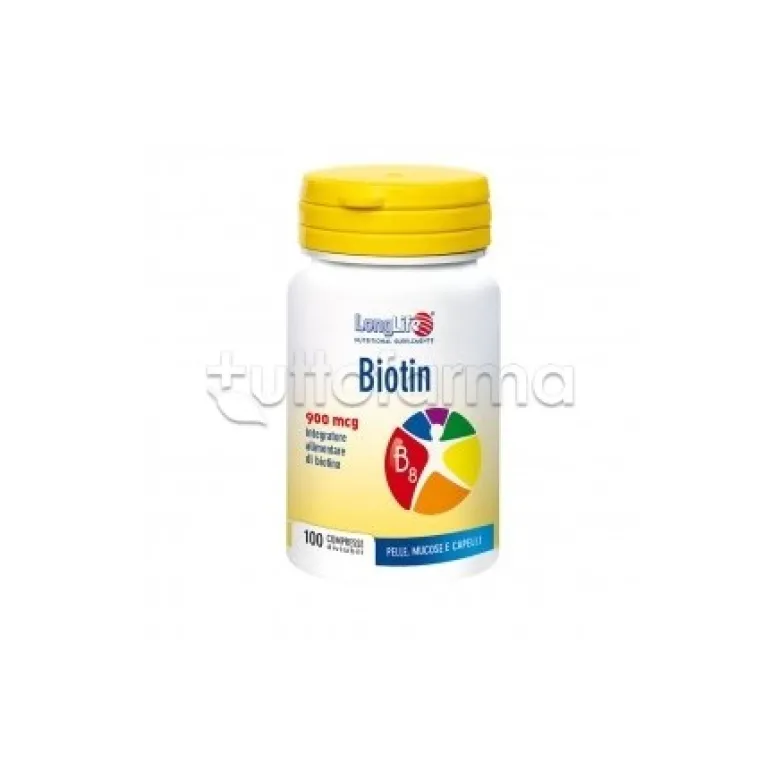 Longlife Biotin 900mcg Integratore per Pelle e Capelli 100 Compresse