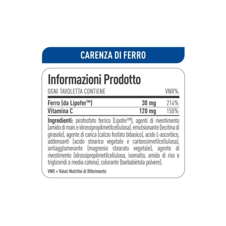 Long Life Iron Active Integratore di Ferro e Vitamina C 60 Tavolette