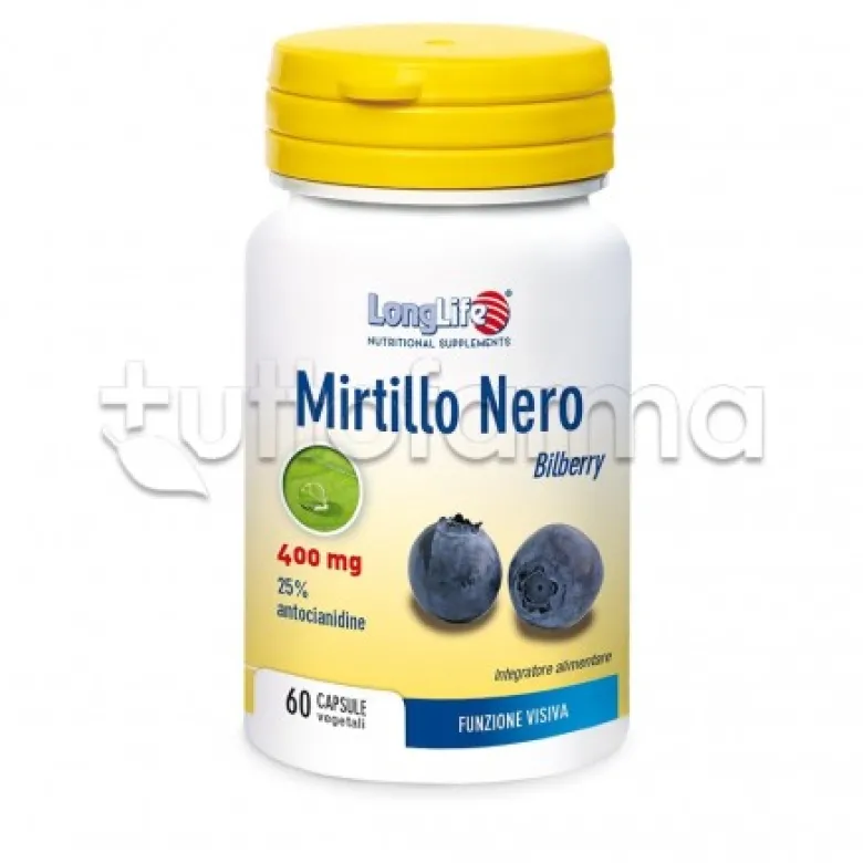 Longlife Mirtillo Nero Integratore per Vista e Microcircolo 60 Capsule