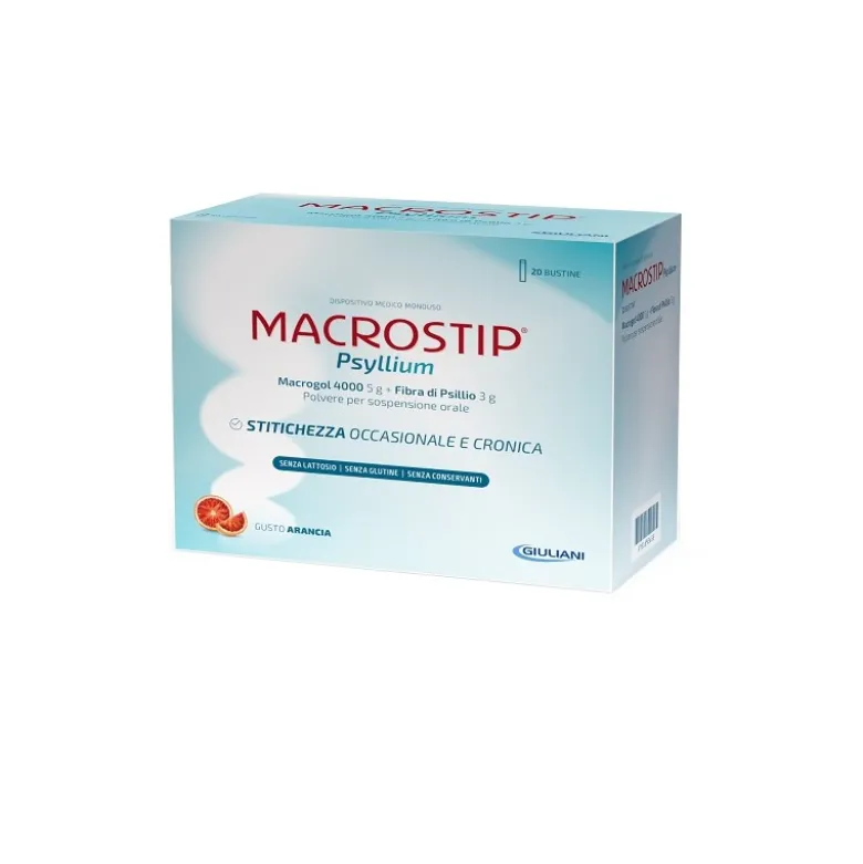 Macrostip Psyllium per Stitichezza Occasionale e Cronica 14 Bustine Gusto Arancia