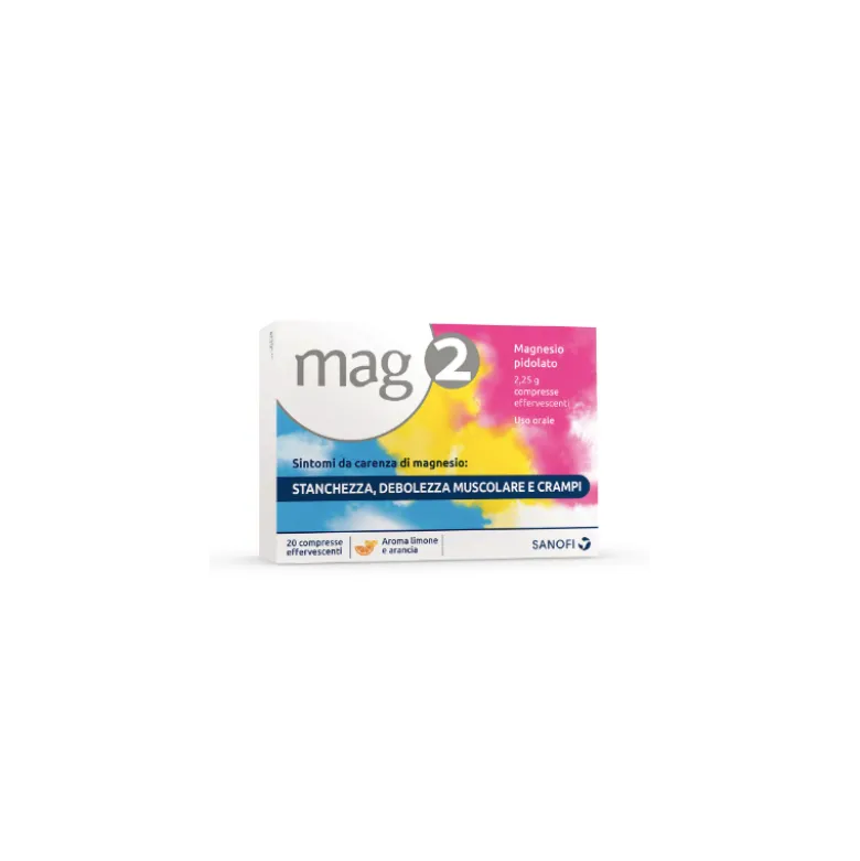 Mag 2 Integratore Alimentare per Stress e Stanchezza 2,25 gr Magnesio 20 Compresse Effervescenti