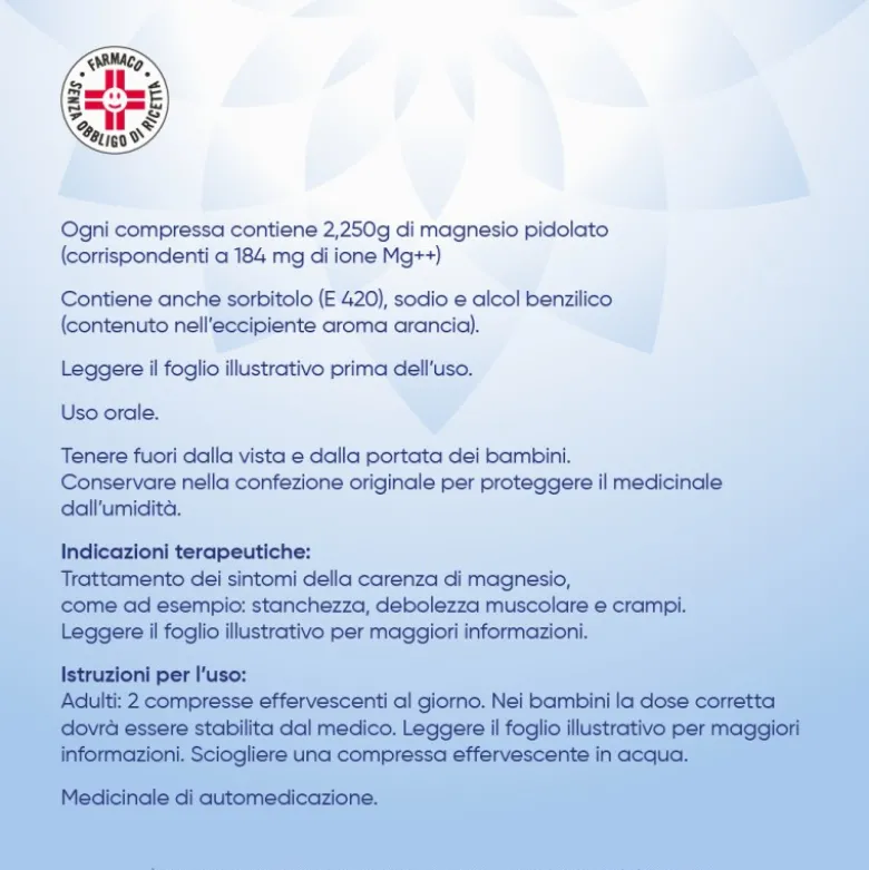 Mag 2 Integratore Alimentare per Stress e Stanchezza 2,25 gr Magnesio 20 Compresse Effervescenti