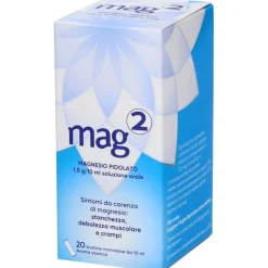 Mag 2 Magnesio Pidolato Integratore Gusto Arancia 20 Bustine Liquide