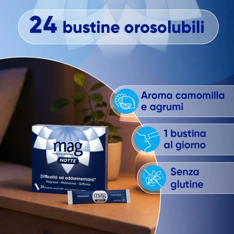 Mag Notte Sonno Integratore per Dormire 24 Bustine