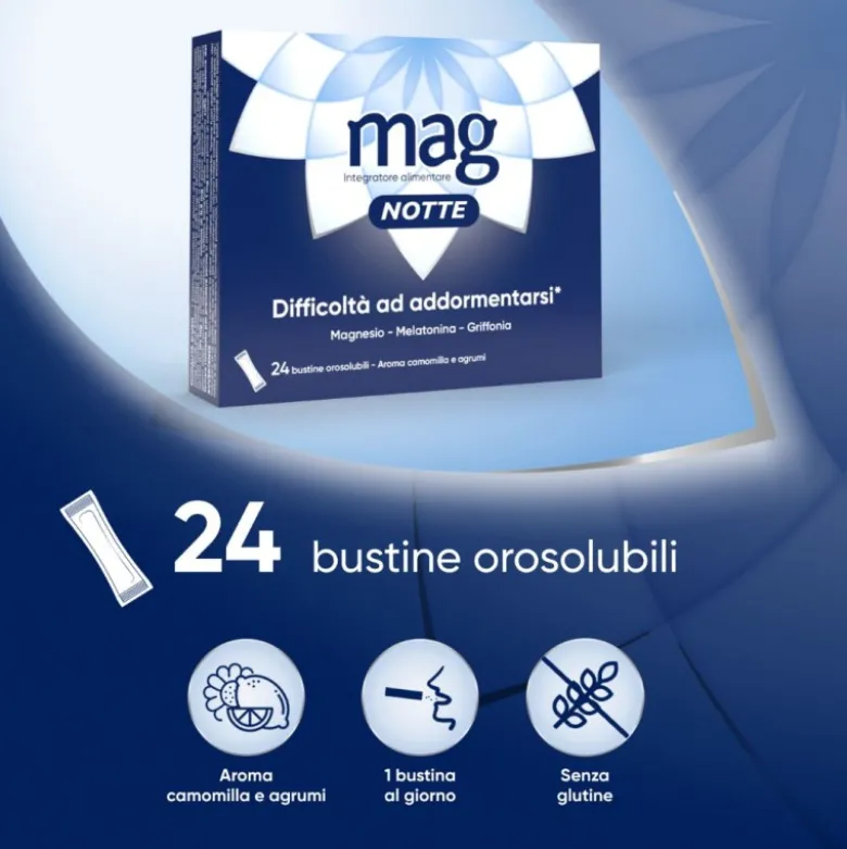 Mag Notte Sonno Integratore per Dormire 24 Bustine