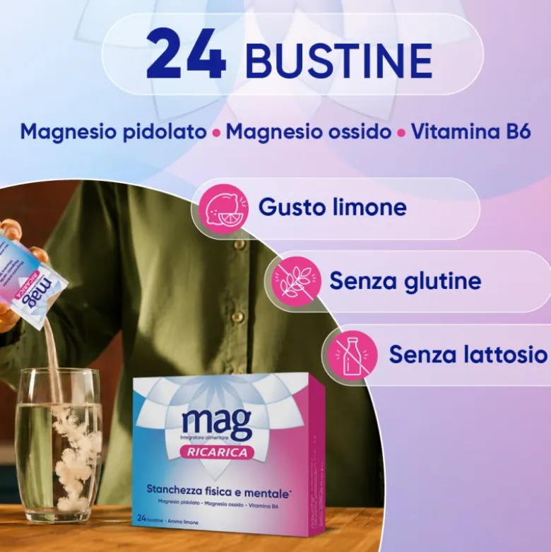 Mag Ricarica 24 Ore Integratore Energizzante 24 Bustine