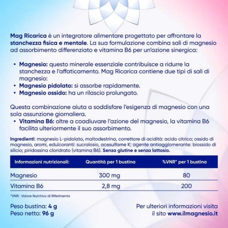 Mag Ricarica 24 Ore Integratore Energizzante 24 Bustine