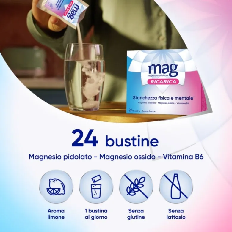 Mag Ricarica 24 Ore Integratore Energizzante 24 Bustine