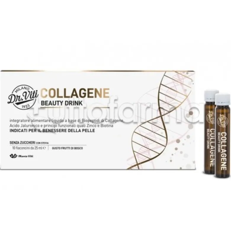 Marco Viti Collagene Beauty Drink Integratore per la Pelle 10 Flaconcini da 25ml