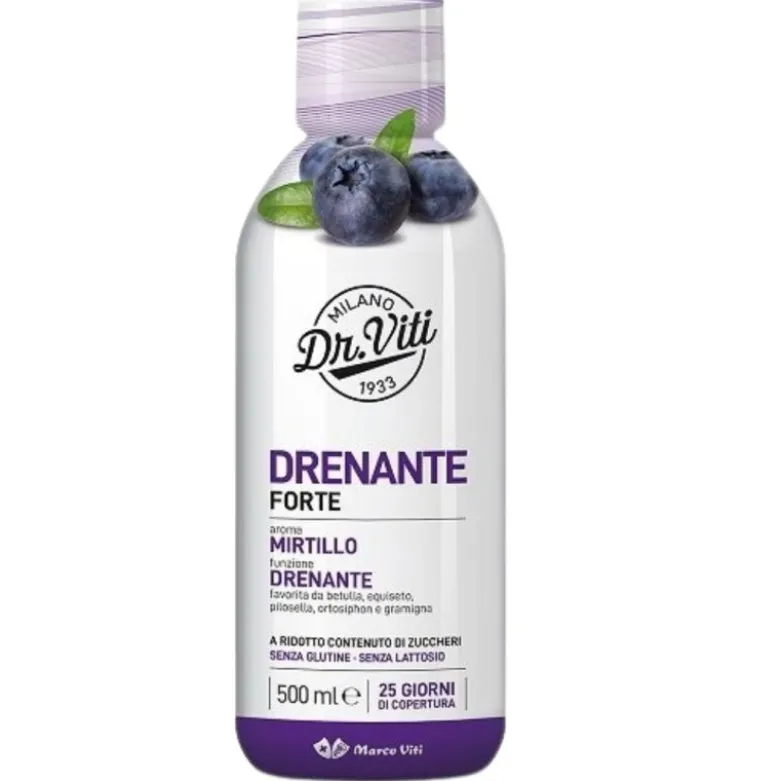 Marco Viti Drenante Forte Integratore Senza Zucchero Drenaggio Liquidi Gusto Mirtilllo 500ml