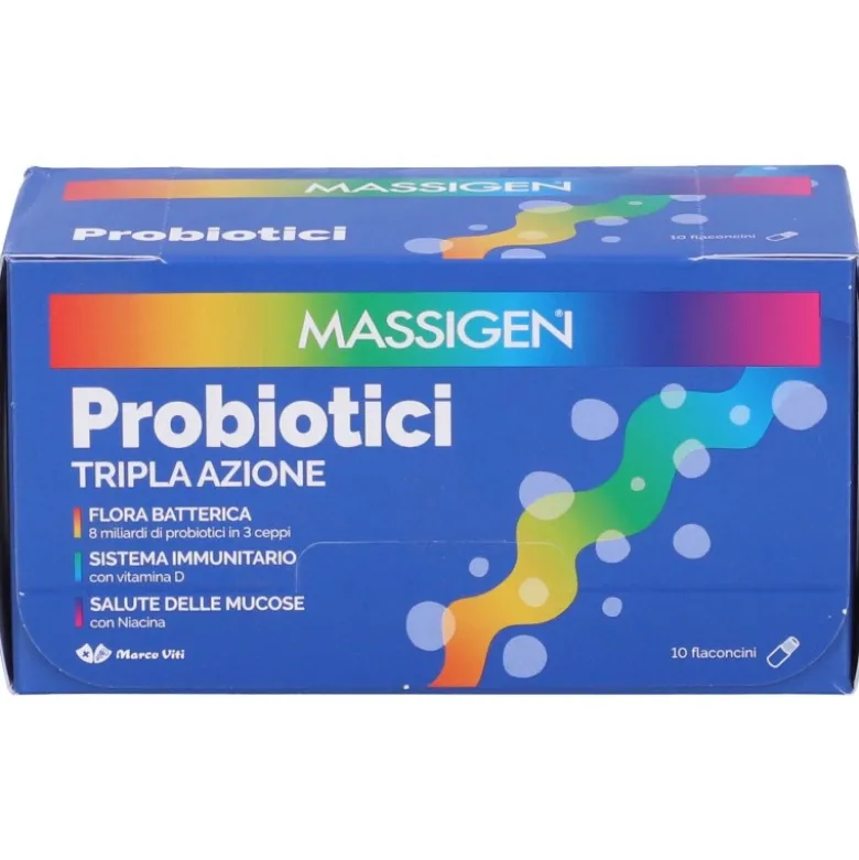 Marco Viti Massigen Probiotici Tripla Azione Fermenti Lattici 10 Flaconcini
