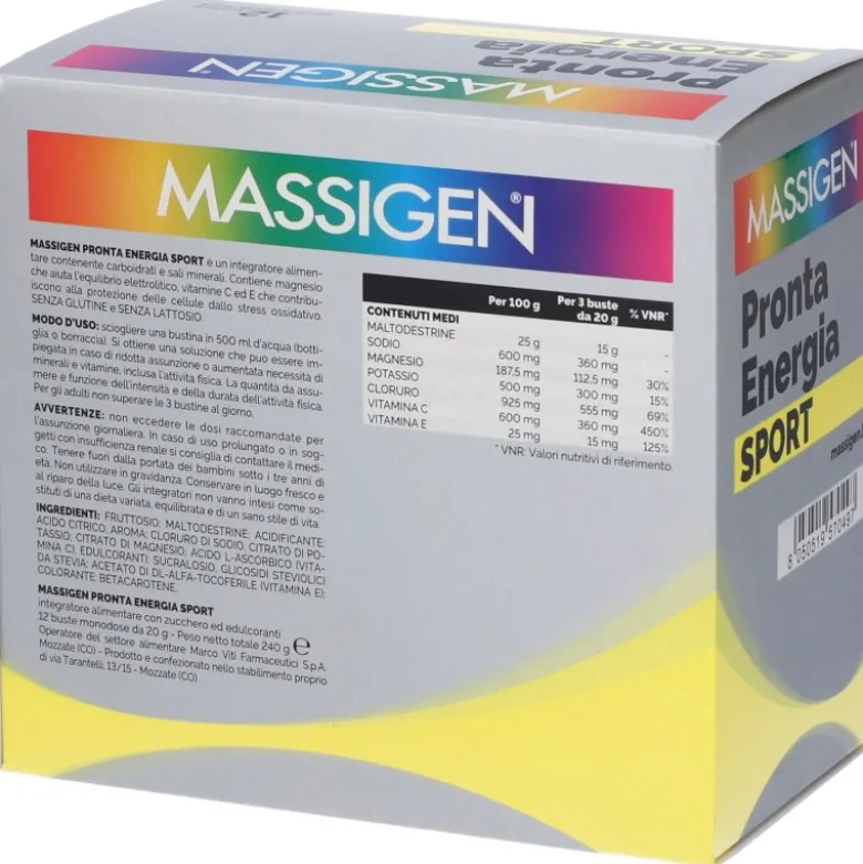 Marco Viti Massigen Sport Pronta Energia Integratore Vitamine Minerali 12 Bustine
