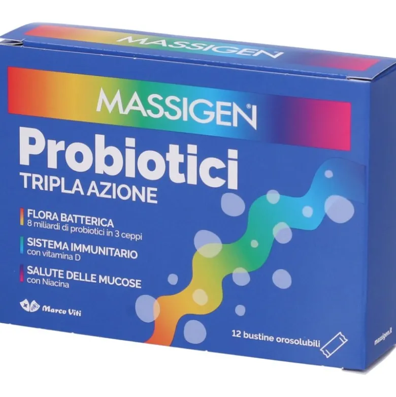 Marco Viti Massigen Tripla Azione Probiotici Fermenti Lattici Flora Intestinale 12 Stick