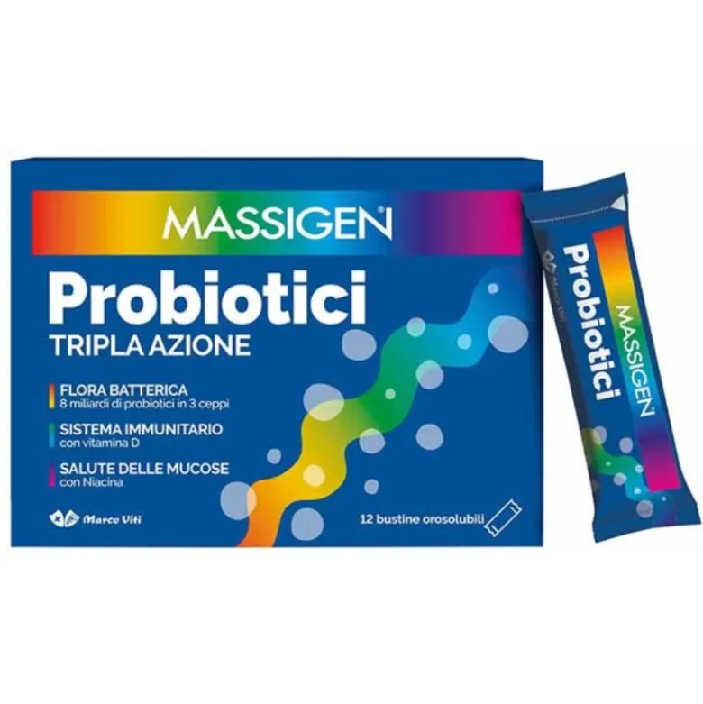 Marco Viti Massigen Tripla Azione Probiotici Fermenti Lattici Flora Intestinale 12 Stick