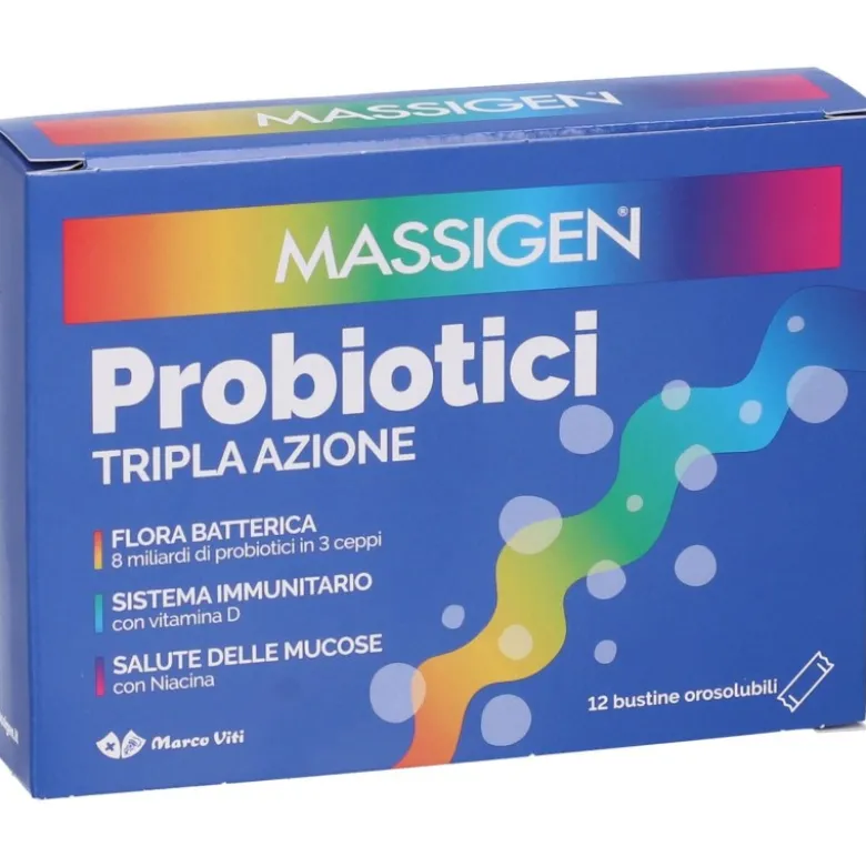 Marco Viti Massigen Tripla Azione Probiotici Fermenti Lattici Flora Intestinale 12 Stick