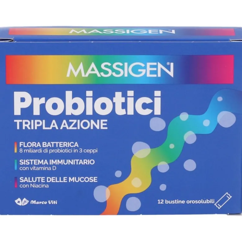 Marco Viti Massigen Tripla Azione Probiotici Fermenti Lattici Flora Intestinale 12 Stick