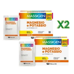 Massigen Magnesio e Potassio Integratore per Stanchezza 30 Bustine - 2 Confezioni
