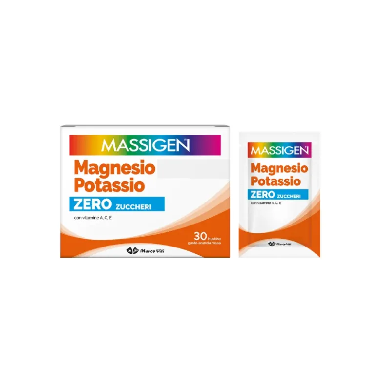 Massigen Magnesio e Potassio Zero Zuccheri Integratore Ricostituente 30 Bustine 4g